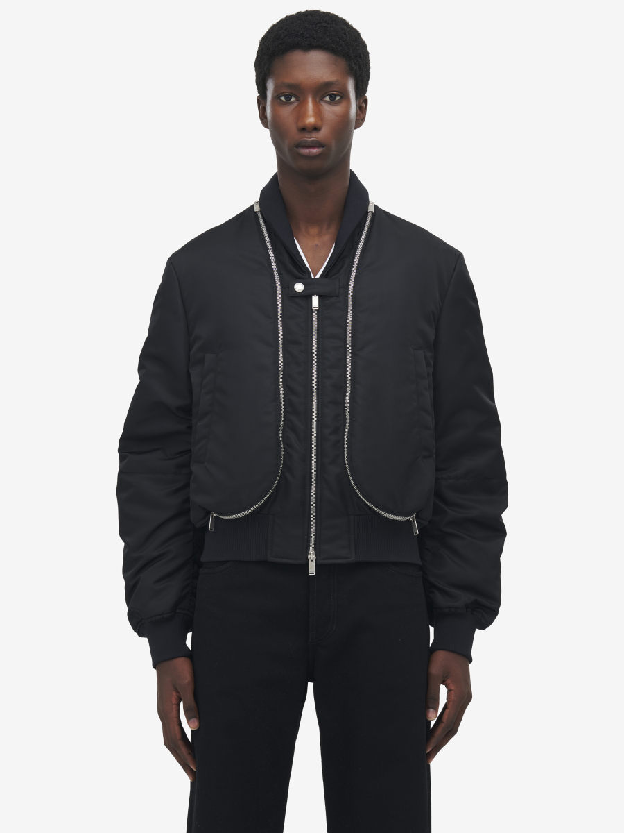 ALEXANDER MCQUEEN - Zip Detail Cropped Bomber Jacket - Item 838589QRAAK1000